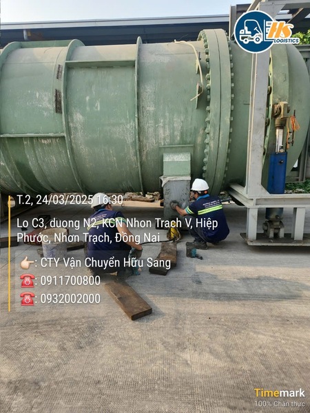 Lắp đặt máy móc sau khi di dời tại KCN Nhơn Trạch - Hữu Sang Logistics